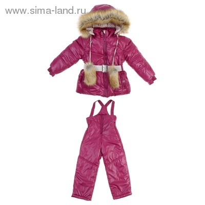 Комплект ддя девочки: куртка/полукомбинезон, рост 98 см (56), цвет бордо/бежевый