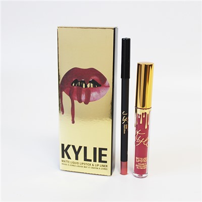 Набор жидкая губная матовая помада + карандаш для губ KYLIE Birthday Edition цвет Kristen
