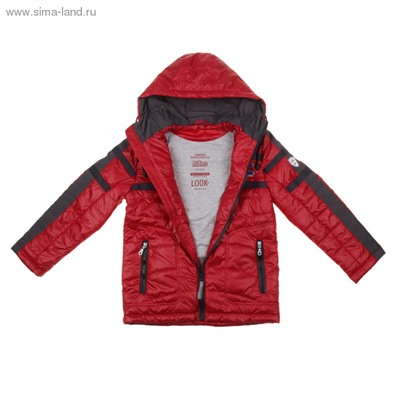 Куртка для мальчика "Автоспорт" рост 164 (84) Красный/серый