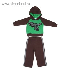 Комплект для мальчика "Динозавр": кофта, брюки, рост 80-86 см (12-18 мес.), цвет коричневый/зеленый 9122ID0304