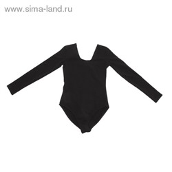 Купальник гимнастический с длинным рукавом, размер 28, цвет: чёрный