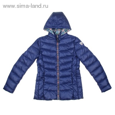 Куртка двусторонняя для девочки "Риана", рост 122 (64), цвет синий/клетка
